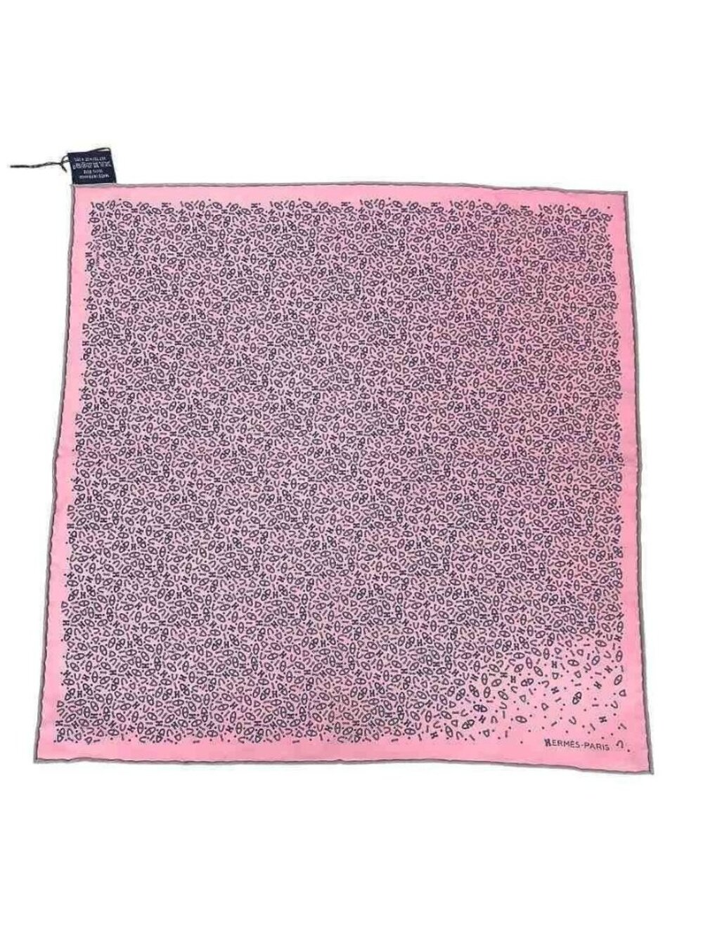 Hermes Pocket Square Scarf Pochette Twill Chaine D'ancre Silk 100% Pink